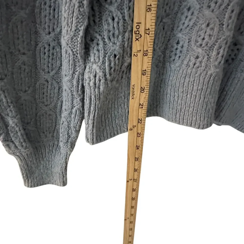J. Crew Grey Balloon Sleeve Cable Knit Alpaca Blend Sweater Size M‎